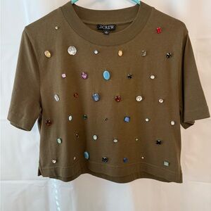 J. Crew Cropped T Shirt with Gemstones